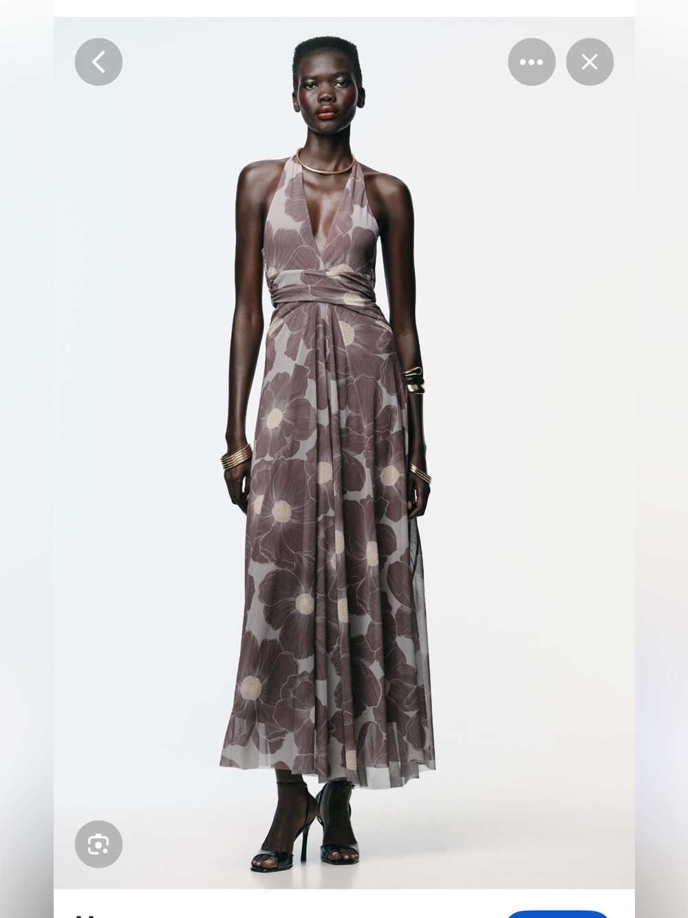 Zara Mauve Floral Halter Maxi Dress
